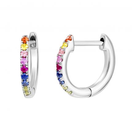 Earrings with multisapphires and rubies in white gold 1C551-0457