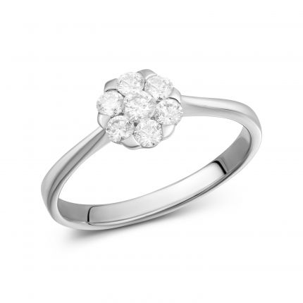 Ring with diamonds in white gold 1К193-0708