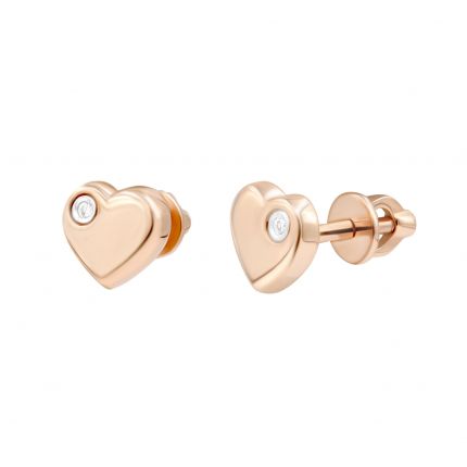 Earrings heart with diamonds in rose gold 1C814DK-0007