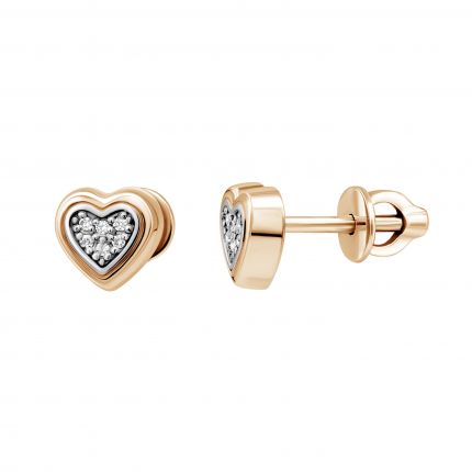 Earrings Heart with diamonds in rose gold 1C814DK-0009