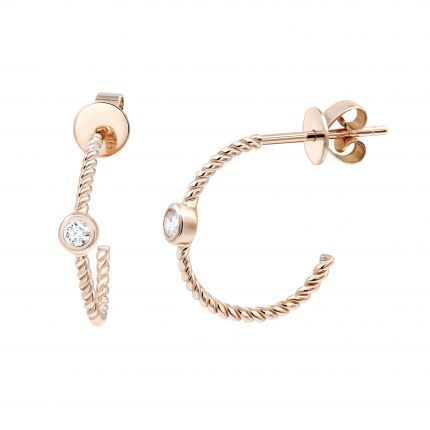 Earrings with diamonds in rose gold 1С034ДК-1740