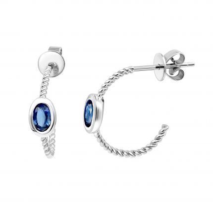 Earrings with sapphires in white gold 1С034ДК-1747