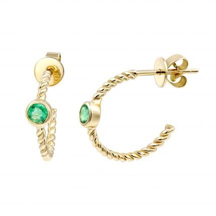 Earrings with emeralds in yellow gold 1С034ДК-1748