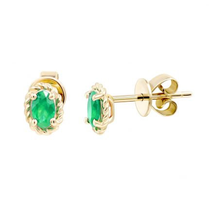 Earrings with emeralds in yellow gold 1С034ДК-1750