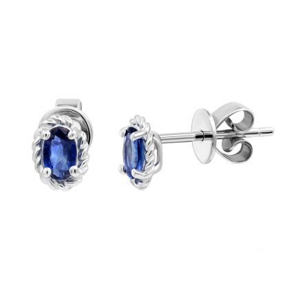 Earrings with sapphires in white gold 1С034ДК-1752