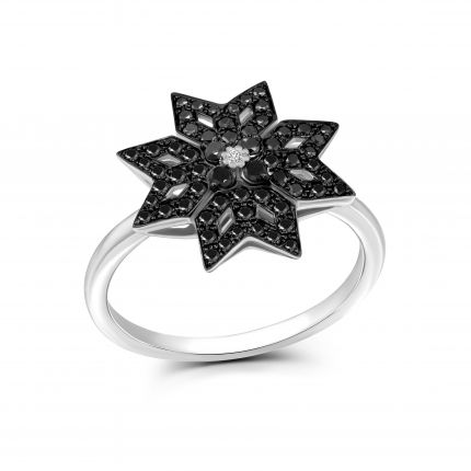 Ring with diamonds in white gold 1К759-0436