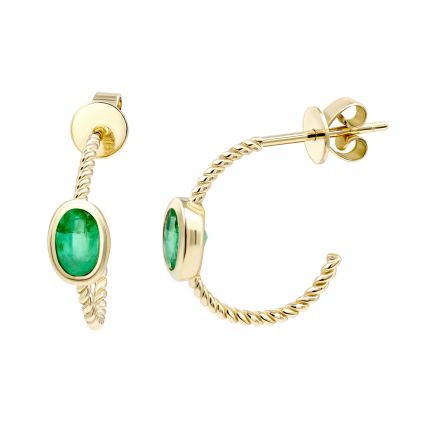 Earrings with emeralds in yellow gold 1С034ДК-1745