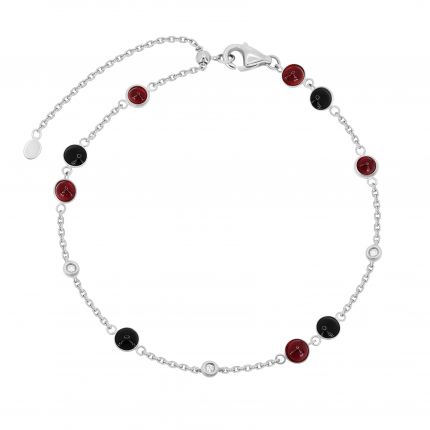 Bracelet with diamonds, onyx and rubies