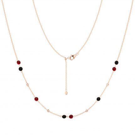 Necklace with diamonds, rubies and onyx