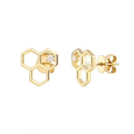 Earrings with diamonds in yellow gold 1С034-1500