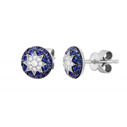 Earrings with diamonds and sapphires in white gold 1С759-0266