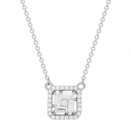 Necklace with diamonds in white gold 1L809-0137