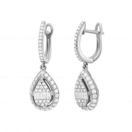 Earrings with diamonds in white gold 1С809-0384