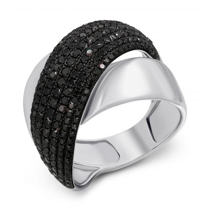 Ring with black diamonds and white gold 1К956-0132