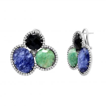 Earrings with onyx, jadeite and sodalite 2С138-0116
