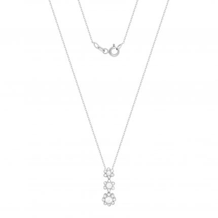Necklace Spring with cubic zirconias in white gold