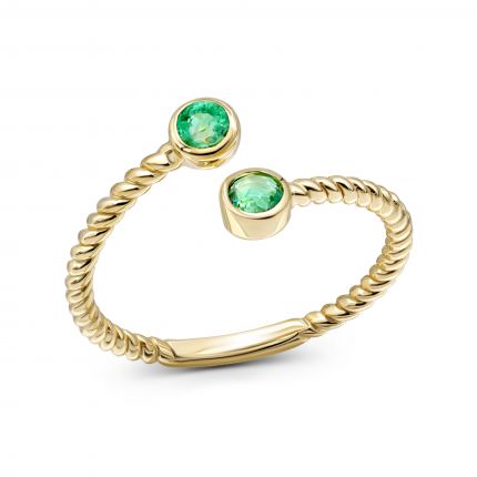 Ring with emeralds in yellow gold 1K034DK-1734