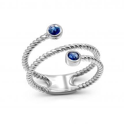 Ring with sapphires in white gold 1К034ДК-1753