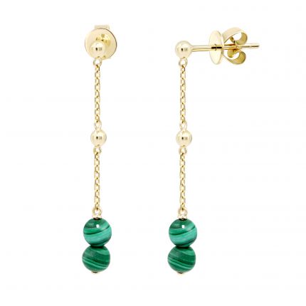 Malachite earrings in yellow gold2С034НП-1441