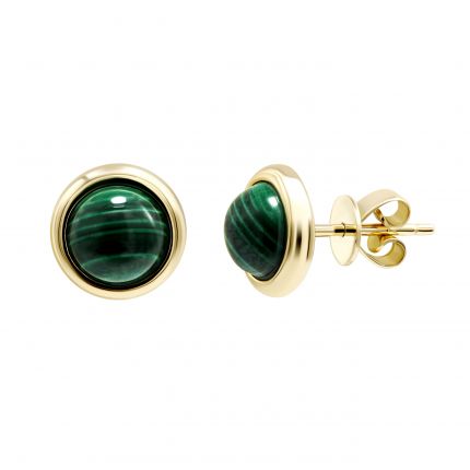 Malachite earrings in yellow gold 2С034НП-1445