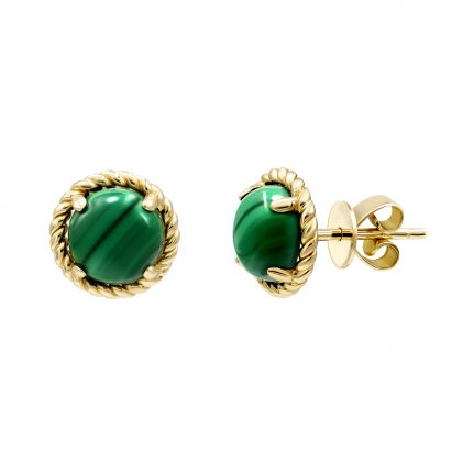 Earrings with malachite in yellow gold 2С034НП-1451