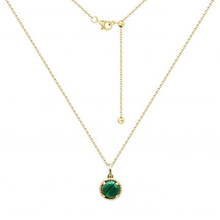 Necklace with malachite in yellow gold 2L034НП-0166