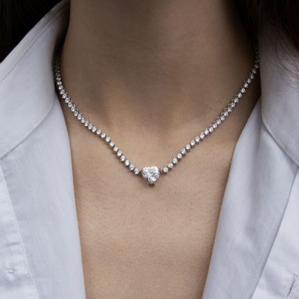 Silver necklace with cubic zirkonia 3L155-0108