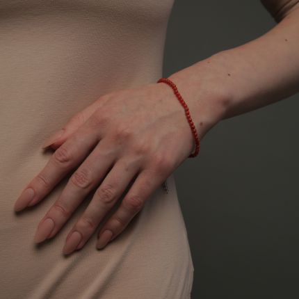 Silver bracelet with corals 3Б449-0326