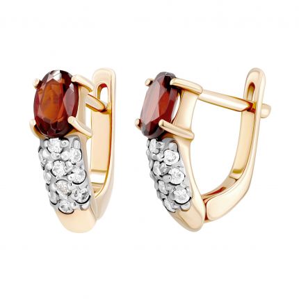 Earrings with garnets and diamonds in rose gold 8-143 226