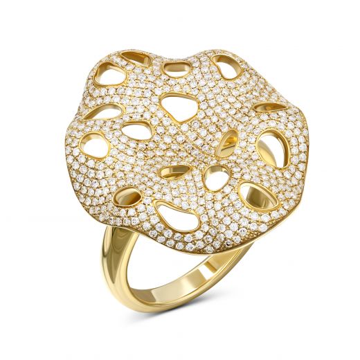 Yellow gold ring with diamonds 1К033-0013