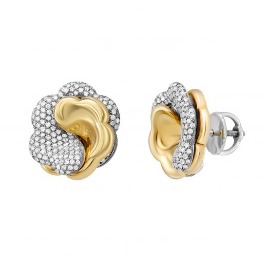 Earrings with diamonds in a combination of white and yellow gold 1-004 203