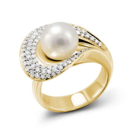 Кольцо Нежность с жемчужиной и бриллиантами
