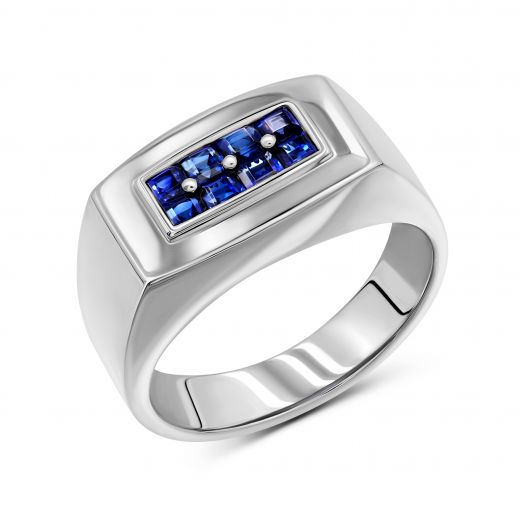 Ring with sapphires in white gold 1-009 160