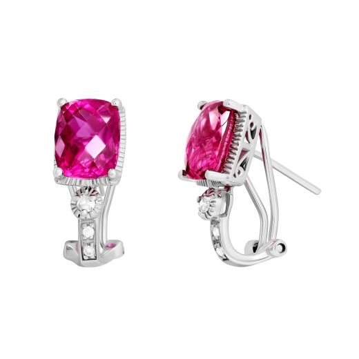 Earrings with diamonds and tourmaline in white gold 1C034-0137