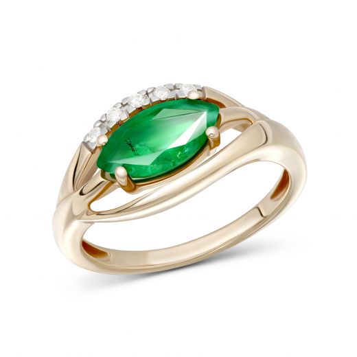 Diamond and emerald ring in rose gold 1-012 544