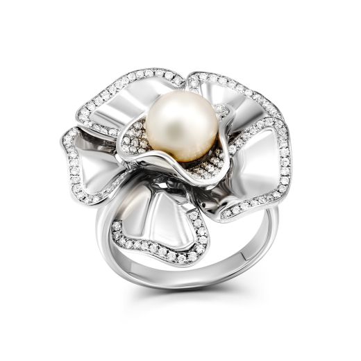 Ring Pearl in diamond circles