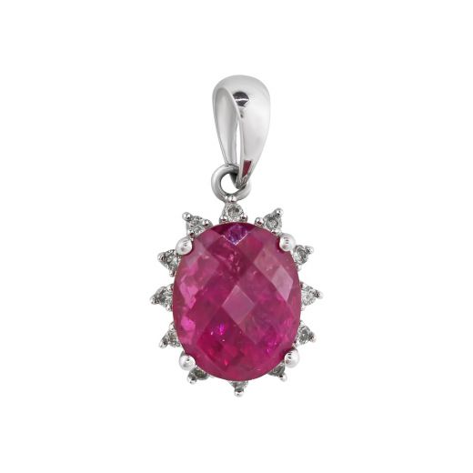 Pendant with diamonds and tourmaline in white gold 1-016 375