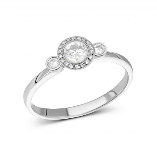 Ring with diamonds in white gold 1-018 874