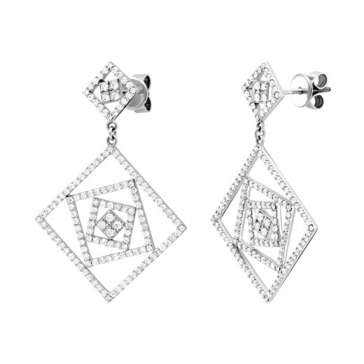 Earrings with diamonds in white gold 1-019 452