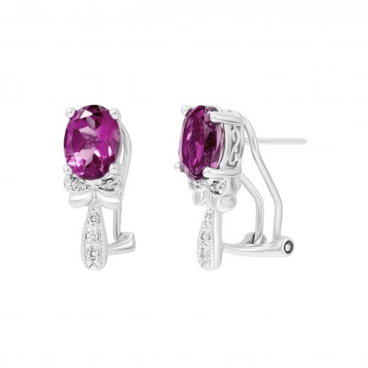 Earrings with diamonds and tourmaline in white gold 1-009 592