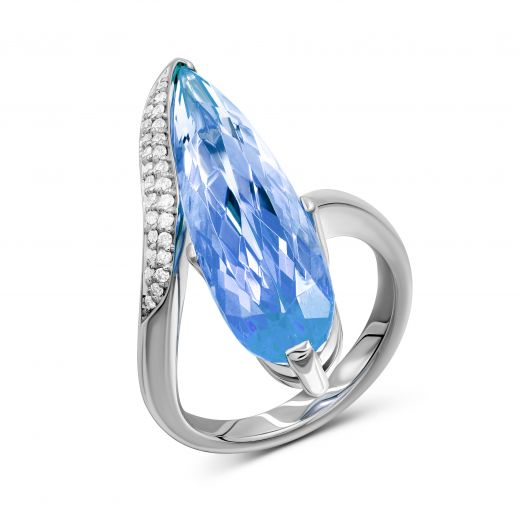 Ring with diamonds and topaz 1К039-0015