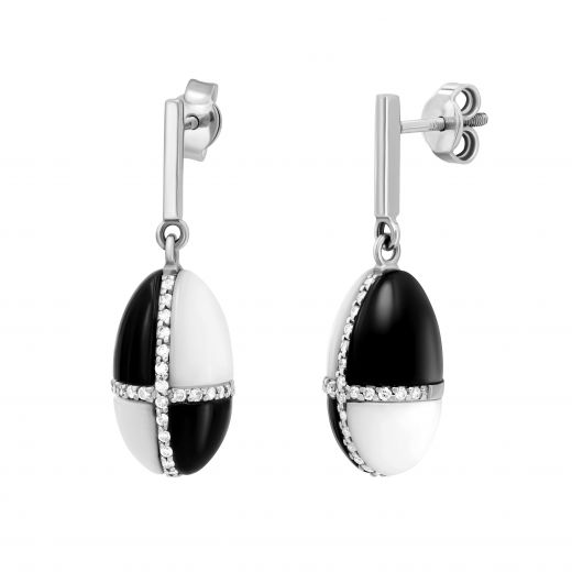 Earrings with diamonds in white gold 1-036 115