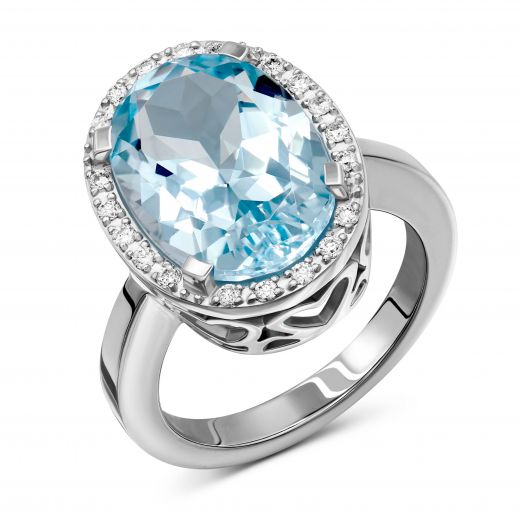 Ring with diamonds and topaz 1-037 929