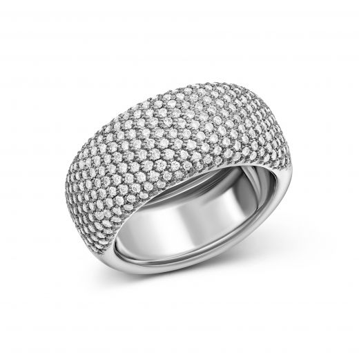 Ring with diamonds in white gold 1-085 003