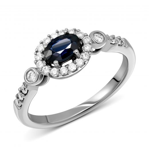 Ring with diamonds and sapphire 1-088 490