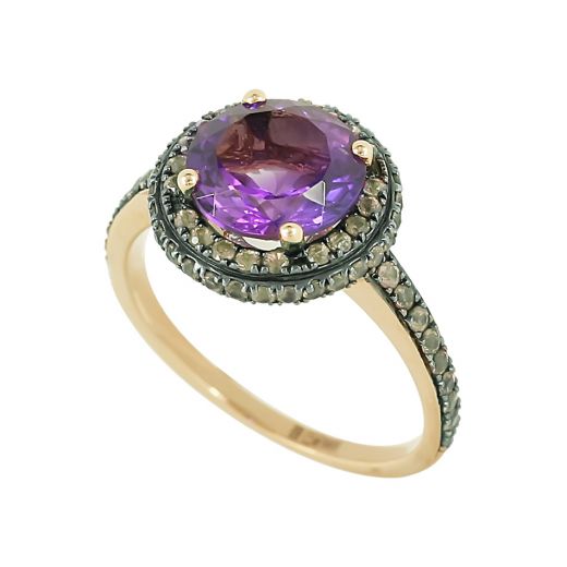 Ring with diamonds and amethyst 1-097 904