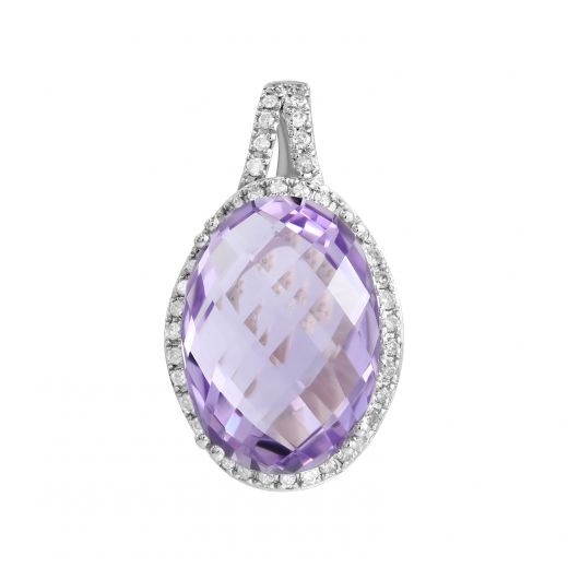 Pendant with diamonds and amethyst with white gold 1P034-0364