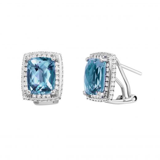 Earrings with diamonds and topaz in white gold 1-098 556