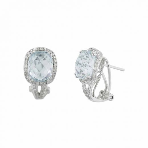 Tenderness earrings with topaz and diamonds in white gold