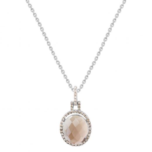 Pendant with diamonds and smoky quartz 1-099 694